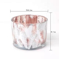 FENGJUN Pot à bougie en verre cylindrique de haute qualité avec couvercle, motif plume rose et blanche, 380 ml, recyclable, logo personnalisé, Noël