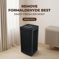 Purificateur d'air haute efficacité avec capteur laser d'odeurs, affichage numérique et roues universelles pour grandes surfaces de travail