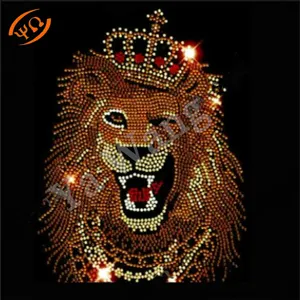 China Factory Customized Animal Tiger Lion Horse Dog Hot fix Iron On Rhinestone Transfer Appliques For T Shirt