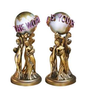 Scultura in bronzo di artigianato in metallo famoso all'ingrosso il mondo è tuo statua a grandezza naturale - Product Image 1