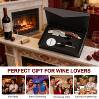 Kit tire-bouchon multifonctionnel 4-en-1 personnalisé pour serveurs, ouvre-bouteille, ensemble d'accessoires à vin en bois de rose avec bouchon de vin hermétique