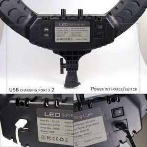 Aro de Luz LED de 21 Pulgadas, 54 cm de Diámetro Exterior, 65 W, 2700-6500 K, Regulable, con Soporte - Product Image 4