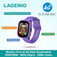 Montre connectée pour enfants LAGENIO, élégante, 4G, avec carte SIM, écran IPS de 1,7 pouce, appel vidéo, SOS, GPS, LBS, WIFI, A-GPS, FCC