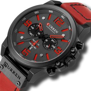 Reloj de Cuarzo Deportivo de Alta Calidad y Gran Venta de la Marca CU RREN 8314 para Hombre, Cronógrafo con Fecha, Correa de Cuero Multicolor, Movimiento Japonés - Product Image 4