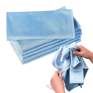 Serviette personnalisée en verre microfibre bleu Offre Spéciale 40*40cm 300gsm sans traces pour le <span class=keywords><strong>nettoyage</strong></span> des vitres/voitures - Product Image 1