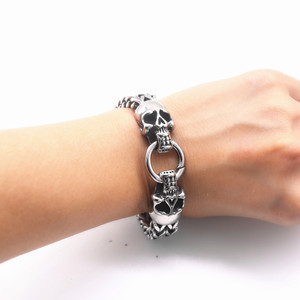 Yunnique, elegante pulsera de calavera de acero de titanio, cadena de acero inoxidable 316, joyería de moda para hombre, diseño geométrico de esqueleto - Product Image 4