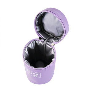 Sac de transport ultra-fin en cuir PU imperméable avec bandoulière réglable, poche avant zippée, isotherme pour canettes et bouteilles d'eau - Product Image 6