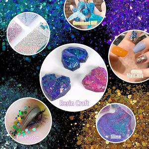 Lentejuelas Hexagonales Gruesas de Grado Cosmético con Efecto Camaleón para Resina, Vasos, Epoxi, Festivales, Maquillaje Corporal, Manualidades para el Cabello - Product Image 4