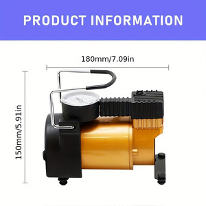 เครื่องเติมลมยางแบบพกพา 12v กระบอกสูบเดี่ยวพร้อมเกจวัดสำหรับรถขนาดกะทัดรัดและรถจักรยานยนต์ - Product Image 4