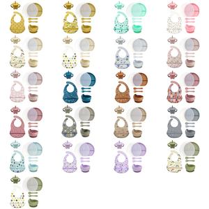 Nouveau design personnalisé ensemble de vaisselle en silicone pour bébés 7 pièces <span class=keywords><strong>assiette</strong></span> à manger pour tout-petits avec couvercle et fourchette cuillère bavoir bol tasse - Product Image 5