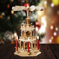 Weihnachtsdeko Pyramide Holz Krippenspiel – Unter dem Weihnachtsbaum, 3 Etagen Karussell & 6 Kerzenhalter