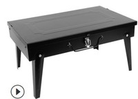 Table de camping pliable avec logo personnalisé, grilles de barbecue noires 44*27*21 pour la cuisson au charbon de bois en plein air