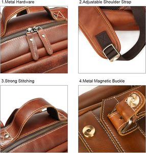 Vintage Genuine <b>Leather</b> <b>Backpack</b> For Men Fits up to 15" <b>Laptop</b> Travel Hiking Rucksack - Product Image 6
