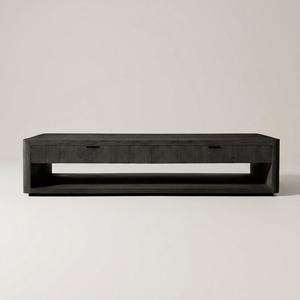 Grande <span class=keywords><strong>Tavolino</strong></span> da Caffè Moderno Francese con Cassetti in <span class=keywords><strong>Legno</strong></span> di Quercia Massiccio, Set di Tavolini Rettangolari e Laterali per Soggiorno - Product Image 1