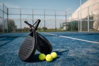 Terrain de padel panoramique extérieur haut de gamme bleu, terrain de tennis individuel avec gazon artificiel de 12 mm de hauteur pour usage sportif et construction.