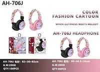 Casque Bluetooth supra-auriculaire mignon à motif dessin animé avec strass, écouteurs sans fil pour enfants, casque pliable à son stéréo
