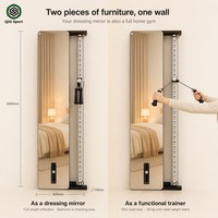 Miroir d'entraînement de luxe pour salle de sport à domicile, idéal pour chambre de villa, miroir pleine longueur, capacité de 30 kg, plus de 100 exercices, 11 cm de profondeur, certifié CE