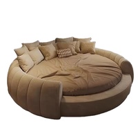 Lit moderne écologique en tissu doux, taille king, avec cadre en bois pour meubles de chambre à coucher JY-B554