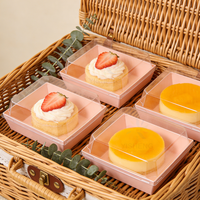 Boîte alimentaire carrée rose de 5 pouces en papier pour emporter, avec couvercles sécurisés, pour pâtisserie, biscuits, gâteaux, beignets, charcuterie jetable