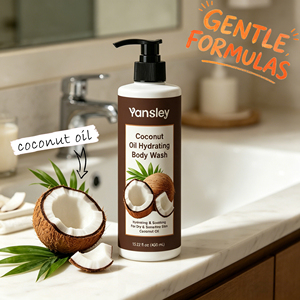 Gel douche exfoliant hydratant et apaisant Yansley contenant de l'huile de noix de coco, de la vitamine C, anti-rides et blanchissant - Product Image 2