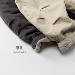 Pantalons pour bébé en coton pour enfants, doublés de polaire, pantalons épais, style coréen pour garçons, pantalons amples décontractés et chauds, pantalons larges pour bébé - Product Image 4