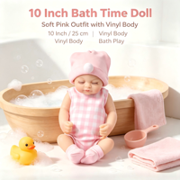 Poupée Bébé Reborn en Silicone de 10 Pouces avec Vêtements à Carreaux Roses, Corps en Vinyle Souple, Jouet de Simulation pour Enfants, Cadeau