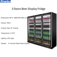 Réfrigérateur commercial à LED pour boissons, 3 portes, refroidisseur de bière et de soda avec contrôle numérique de la température