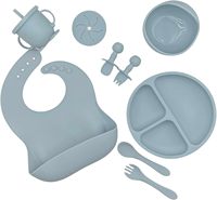 Fournitures de sevrage Led pour bébé avec assiette en silicone pour bébé, meilleure vente, bol super ventouse, ensemble d'alimentation en silicone extra lourd pour bébé, essentiels