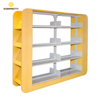 Étagère à livres en acier moderne à double face, bibliothèque scolaire en bois, étagère à livres de bibliothèque, étagère à livres à 4 niveaux avec porte-revues