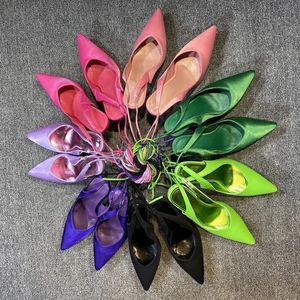 Sandalias de Tacón de Aguja con Tiras Cruzadas y Punta Cubierta de Seda para Mujer, Zapatos Gladiador Cómodos - Product Image 5