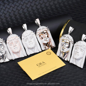 Plata de Ley 925 sólida con formas elegantes GRA, diamantes, moissanita, figura helada, colgantes de moissanita de Jesús para collar - Product Image 5