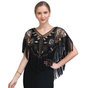 Nuovi Scialli Anni '20 per Donne, Scialli da Sera con Paillettes e Perline per Donne, per Occasioni Formali/Feste/Matrimoni/Spettacoli Notturni Stile Harlem - Product Image 1