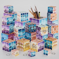 Zcube OEM ODM Maßgefertigter Reise-Stifthalter Zauberwürfel 3x3 Geometrie-Muster UV-Druck ABS-Kunststoff Schreibtisch-Organizer Werbegeschenk