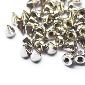 Silver Rivets Cone Shape Spikes Screwback Studs DIY Craft Cool Punk Metal Fixing Tool Kit for Belts Jackets Leather Crafts and R