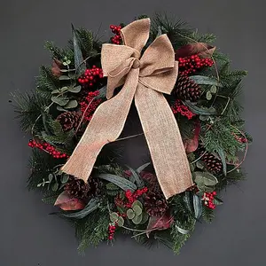 Wholesale Christmas Natural Floral Door Hanging Wreath Base Supplies Xmas Decorations