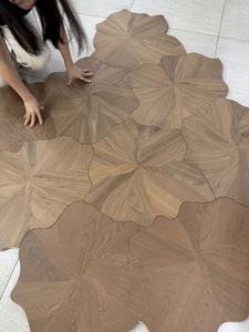 Parqué de Nogal Negro con Diseño de Hojas de Lujo, <span class=keywords><strong>Roble</strong></span> <span class=keywords><strong>Blanco</strong></span> Natural, <span class=keywords><strong>Madera</strong></span> de Ingeniería Multicapa Duradera para Interiores Modernos - Product Image 5