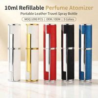 Atomiseur de parfum portable rechargeable en cuir de 10 ml avec pulvérisateur à pompe - Personnalisable - MOQ 1000 pièces