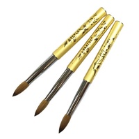 Pinceau à ongles en poils de Kolinsky de qualité supérieure avec manche doré laser, pinceau pour peinture acrylique pour la création d'ongles professionnels