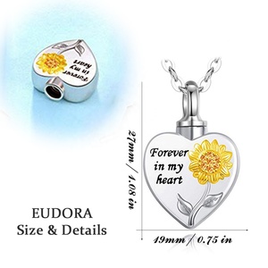 Plata esterlina 925 humanos cenizas recuerdo de corazón urna de cenizas colgante de collar - Product Image 6