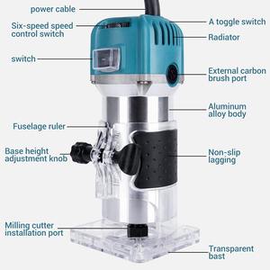 Routeur de découpe électrique professionnel 33000 tr/min 6 vitesses réglables avec 15 lames pour le travail du bois et le bricolage - Product Image 4