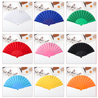 Kipas Tangan Lipat Plastik 23cm Ringan Warna Solid Bermotif Hadiah untuk Dekorasi Pernikahan