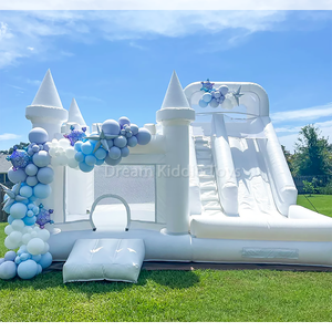 Château gonflable sautant extérieur blanc de videur avec la maison de rebond de ventilateur avec l'amusement gonflable de jouets de glissière pour la partie - Product Image 1