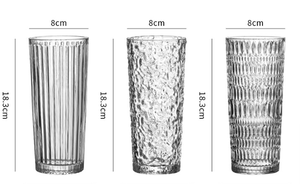Tazze alte Creative moderne di vetro trasparente con le strutture, durevole & alla moda per la casa, gli uffici, i caffè, ideale per i cocktail, il succo, tè - Product Image 6