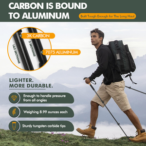 <span class=keywords><strong>Bastones</strong></span> <span class=keywords><strong>de</strong></span> Trekking Telescópicos <span class=keywords><strong>de</strong></span> 3 Secciones <span class=keywords><strong>de</strong></span> Fibra <span class=keywords><strong>de</strong></span> Carbono y Aluminio con Mango <span class=keywords><strong>de</strong></span> Corcho Ajustable y Logotipo Personalizado - Product Image 2