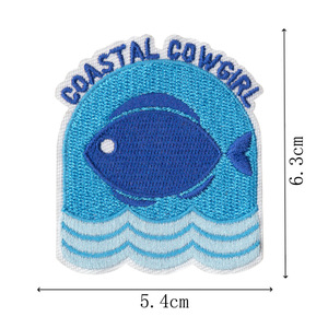 Patch en tissu brodé animaux marins, Badge brodé par ordinateur baleine bleue, Patch décoratif thermocollant tortue marine et escargot - Product Image 2