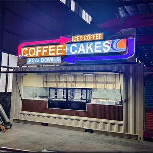 คาเฟ่คอนเทนเนอร์โครงสร้างเหล็ก 20GP ระดับไฮเอนด์ ดีไซน์เรียบง่าย พร้อมเคาน์เตอร์หิน ปั๊มดูดน้ำอัตโนมัติ และป้ายด้านบนแบบพับได้ - Product Image 1