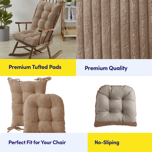 Coussin de <span class=keywords><strong>chaise</strong></span> berçante Premium, <span class=keywords><strong>antidérapant</strong></span>, lot de 2 pièces pour <span class=keywords><strong>chaise</strong></span> berçante d'intérieur avec attaches, en tissu doux et moelleux - Product Image 6