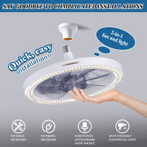 Cooling Silence E27 Light Bulb Moving Head Smart Home 360 Rotating Emitting <b>Remote</b> <b>Control</b> Modern LED Ceiling <b>Fan</b> LEC021 Ceiling - Product Image 2