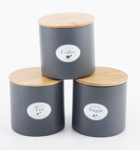 Deluxe <span class=keywords><strong>nero</strong></span> <span class=keywords><strong>opaco</strong></span> rivestimento in metallo contenitore con coperchio in legno di bambù ermetico, secchio per la conservazione degli alimenti - Product Image 6