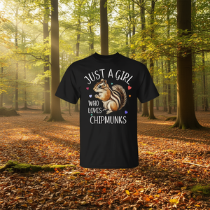 Camiseta Just A Girl Who Loves Chipmunks, color negro, unisex, talla para adultos S M L XL XXL - Product Image 3